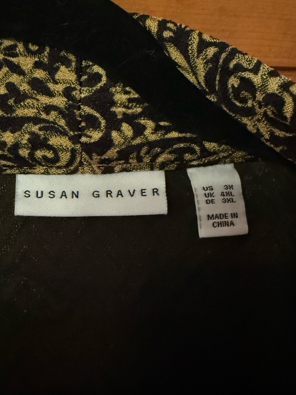 Susan Graver Multicolor Open-Front Jacket with Navy, Burgundy & Gold Print Sz 3X - Picture 2 of 10